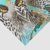 Leopard-Druck u. aquamarine Schmetterlinge Seidenpapier (Ausschnitt)