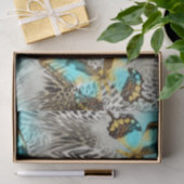 Leopard-Druck u. aquamarine Schmetterlinge Seidenpapier (Geschenk)