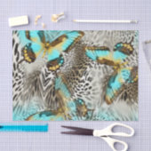 Leopard-Druck u. aquamarine Schmetterlinge Seidenpapier (Handwerk)