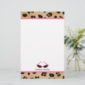 Leopard-Druck u. Retro rosa Sonnenbrille Briefpapier (Stehend Vorderseite)