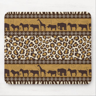 Leopard-Druck und afrikanische Tiere Mousepad