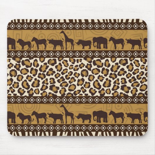 Leopard-Druck und afrikanische Tiere Mousepad (Vorne)