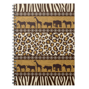 Leopard-Druck und afrikanische Tiere Notizblock