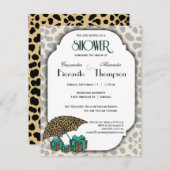 Leopard-Druck und aquamarine Akzent-Dusche laden Einladung (Vorne/Hinten)
