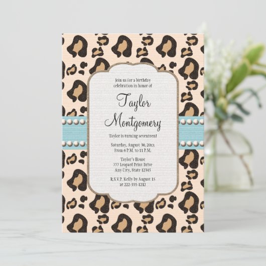 Leopard-Druck-und Einladung (Stehend Vorderseite)