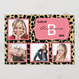 Leopard-Druck-und Lachs-Akzent-Party-Foto laden Einladung