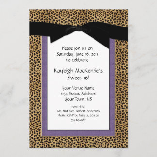 Leopard-Druck und lila Einladung des Bonbon-16