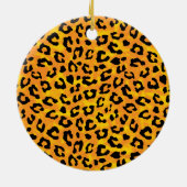 Leopard-Druck und Tatzen-orange Gelb Keramikornament (Hinten)