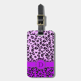Leopard drucken lila schwarzes Monogramm Gepäckanh Gepäckanhänger