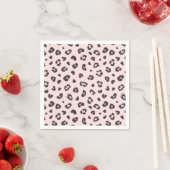 Leopard drucken Schwarz und Grau auf rosa Papier N Serviette (Beispiel)
