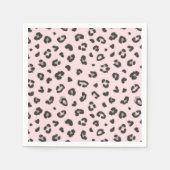 Leopard drucken Schwarz und Grau auf rosa Papier N Serviette (Vorderseite)