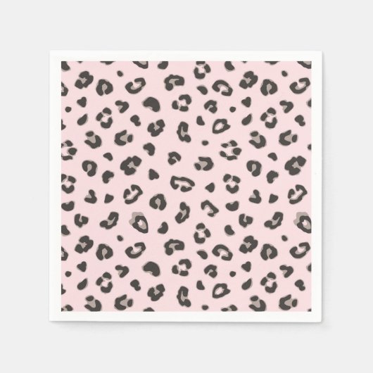 Leopard drucken Schwarz und Grau auf rosa Papier N Serviette (Vorderseite)