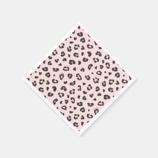 Leopard drucken Schwarz und Grau auf rosa Papier N Serviette (Ecke)
