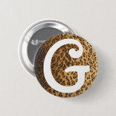 Leopard-Druckg-Monogramminitialen Button (Vorne & Hinten)