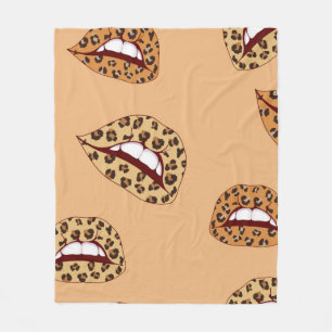 Leopard Drucklippen nahtlos Muster, Geparden Lippe Fleecedecke
