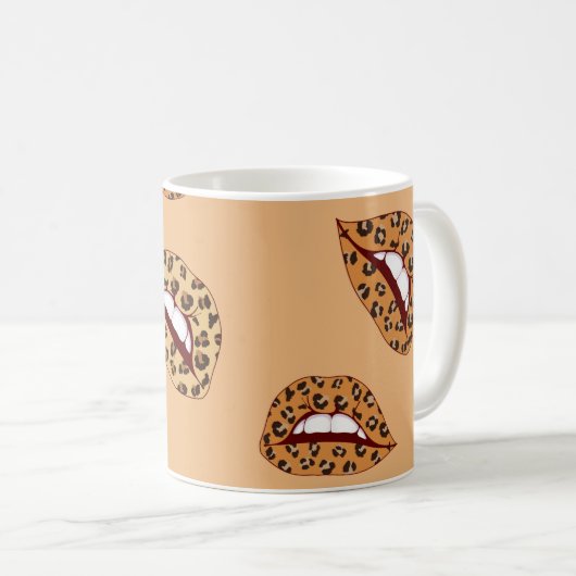 Leopard Drucklippen nahtlos Muster, Geparden Lippe Kaffeetasse (VorderseiteRechts)