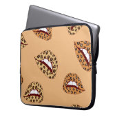 Leopard Drucklippen nahtlos Muster, Geparden Lippe Laptopschutzhülle (Vorderseite Links)