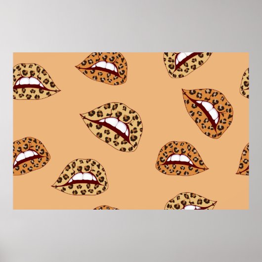 Leopard Drucklippen nahtlos Muster, Geparden Lippe Poster (Vorne)