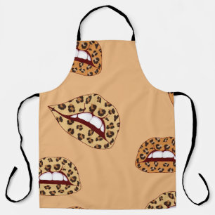 Leopard Drucklippen nahtlos Muster, Geparden Lippe Schürze