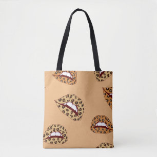 Leopard Drucklippen nahtlos Muster, Geparden Lippe Tasche