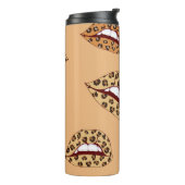 Leopard Drucklippen nahtlos Muster, Geparden Lippe Thermosbecher (Nach links gedreht)