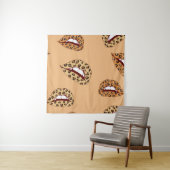 Leopard Drucklippen nahtlos Muster, Geparden Lippe Wandteppich (Beispiel)