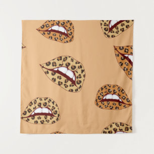 Leopard Drucklippen nahtlos Muster, Geparden Lippe Wandteppich