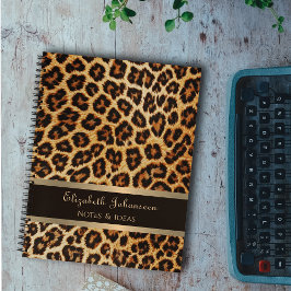 Leopard-Druckmuster Braune Goldfolie Streifen Name Notizblock
