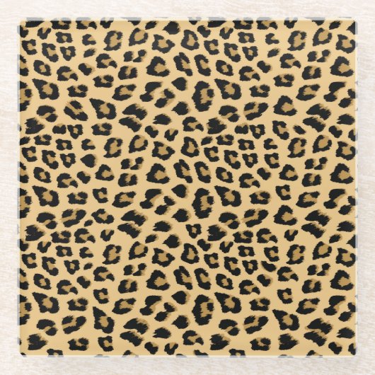 Leopard-Druckmuster Glasuntersetzer (Vorderseite)