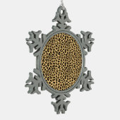 Leopard-Druckmuster Schneeflocken Zinn-Ornament (Links)