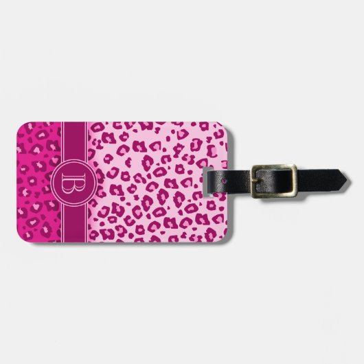 Leopard druckpink, monogramm Gepäckanhänger (Vorderseite horizontal)