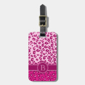 Leopard druckpink, monogramm Gepäckanhänger (Vorderseite vertikal)