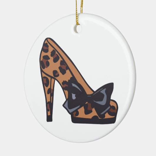 Leopard-Druckschuh Keramik Ornament (Links)