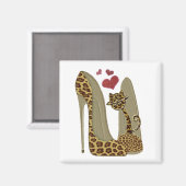 Leopard-Druckstiletto und Katzenmagnet Magnet (Vorderseite/Rückseite)