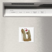 Leopard-Druckstiletto und Katzenmagnet Magnet (In Situ (Geschirrspüler))