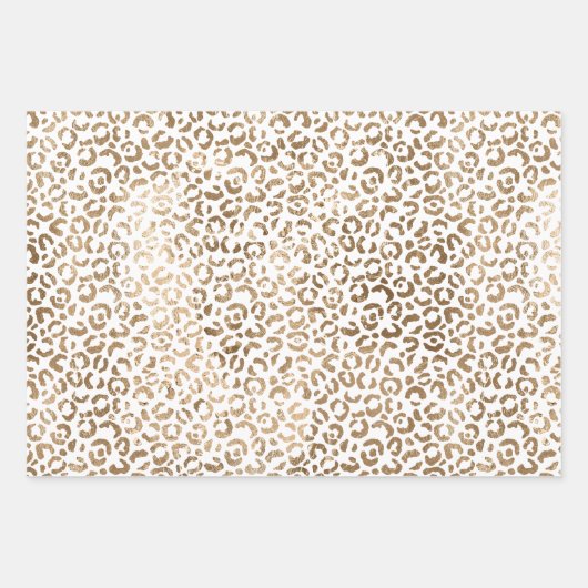Leopard-Druckstreifen aus Red Gold Glitzer Geschenkpapier Set (Vorderseite 3)