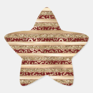 Leopard-Druckstreifen aus Red Gold Glitzer Stern-Aufkleber