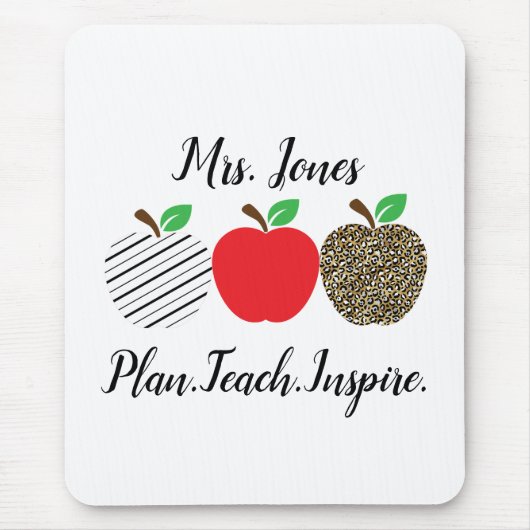Leopard druckt Red Apple Lehrer zurück zur Schule Mousepad (Vorne)