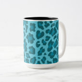 Leopard Drucktöne von Blau Zweifarbige Tasse (VorderseiteRechts)