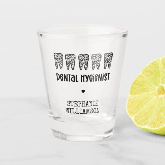 Leopard-Druckzähne für Dentalhygiene Schnapsglas (Vorderseite)