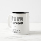 Leopard-Druckzähne für Dentalhygiene Zweifarbige Tasse (Vorderseite Links)