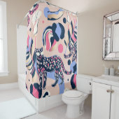 Leopard Dschungel: Moderne Blumenbilder. Duschvorhang (Beispiel)