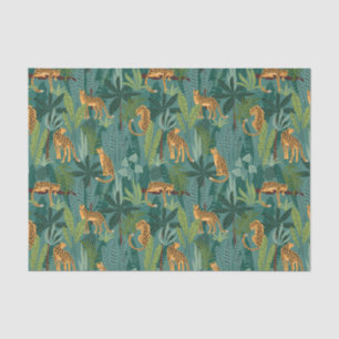 Leopard-Dschungel-Muster grüner Hintergrund Seidenpapier