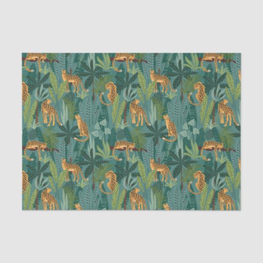 Leopard-Dschungel-Muster grüner Hintergrund Seidenpapier (Vorderseite)