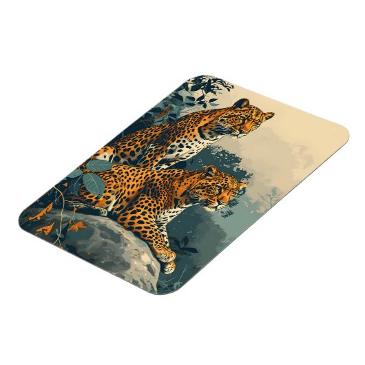 Leopard-Dschungel: Vintag Magnet (Linke Seite)