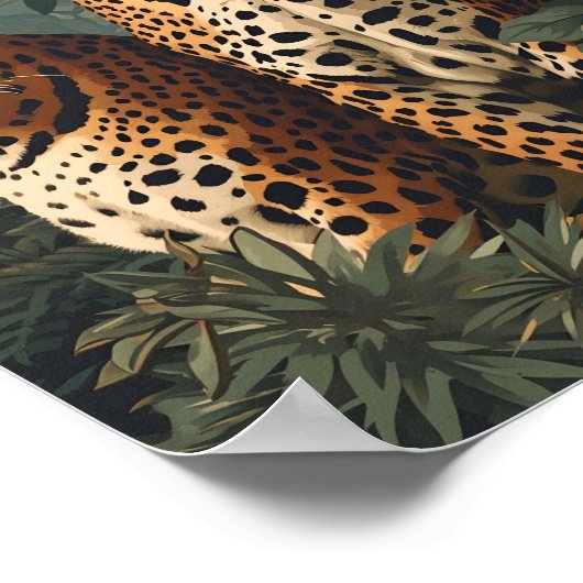 Leopard-Dschungel: Vintag Poster (Ecke)