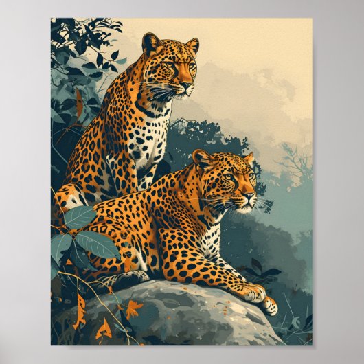 Leopard Dschungel: Vintage Poster (Vorne)
