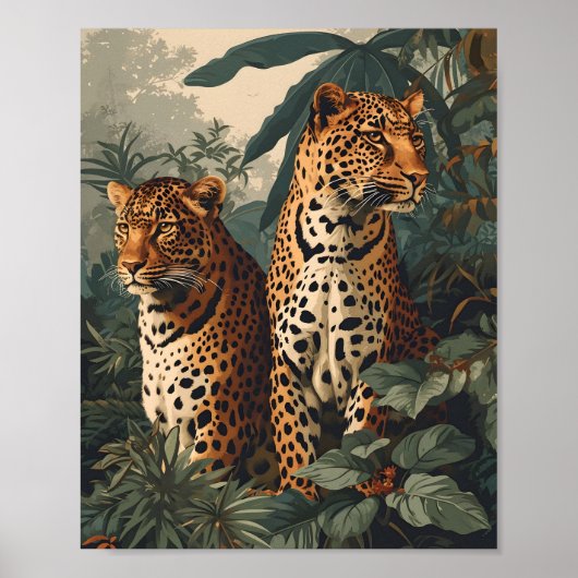 Leopard Dschungel: Vintage Poster (Vorne)