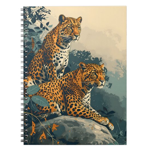 Leopard Dschungel: Vintage Postkarte Notizblock (Vorderseite)