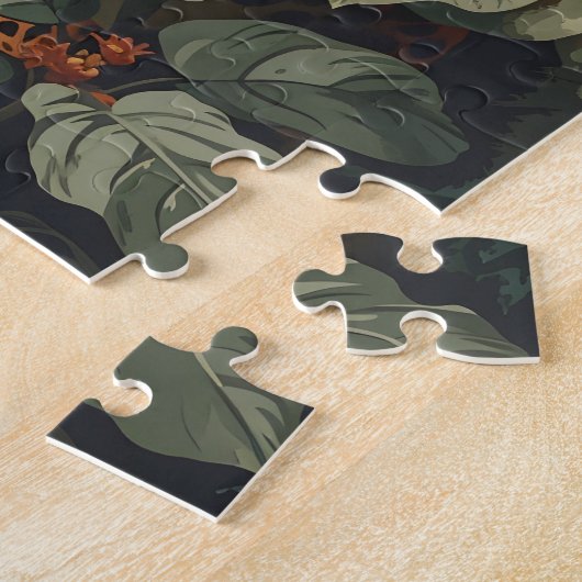 Leopard Dschungel: Vintage Postkarte Puzzle (Seite)